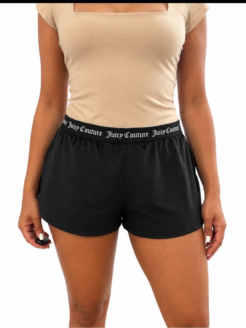Juicy Couture Black Velour Rhinestone Bling Booty Shorts Size M - Picture 2 of 9